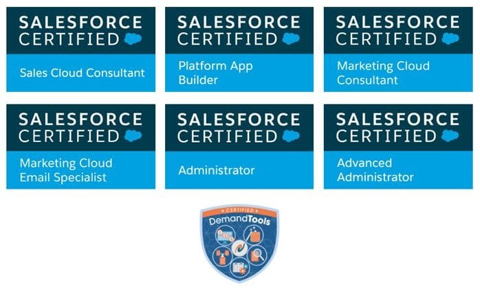 Salesforce certifications held by the Able Cloud Advisors team